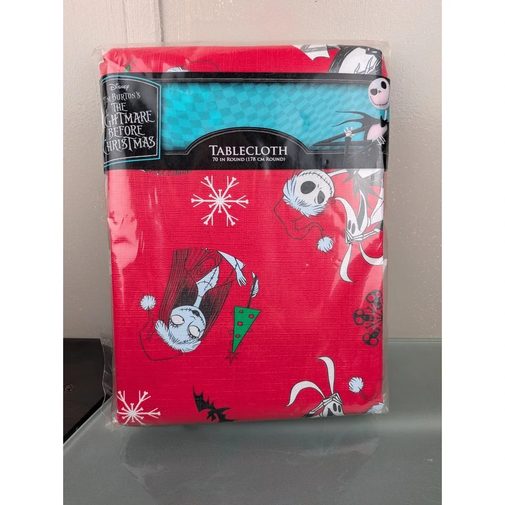 Disney Nightmare Before Christmas Round Tablecloth Red Jack Skellington 70 Inch